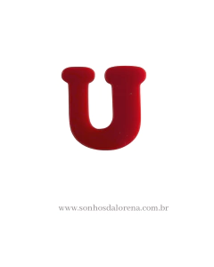 APLIQUE ACRILICO LETRA "U" VERMELHO 2,5CM X 2,5CM UNIDADE