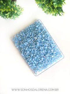 MEIA PEROLA 5MM IRISADA AZUL COM 10 GRAMAS