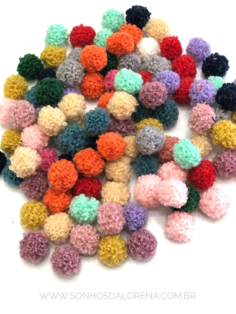 POMPONS DE LÃ DE 1CM KIT COM 20 CORES MISTAS