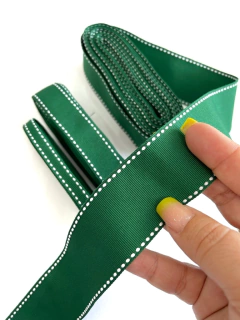 FITA PESPONTADA YAMA VERDE BANDEIRA 587 COM PESPONTO BRANCO (5 METROS) - comprar online