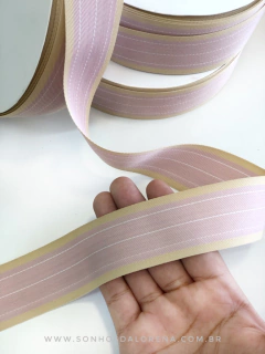 FITA IMPORTADA COM LISTRAS ROSÊ BORDA NUDE 1 METRO na internet