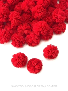 POMPONS DE MALHA 2,5CM VERMELHO (10 UNIDADES)