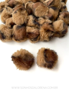 POMPOM DE PELUCIA ONÇA MARROM 4CM UNIDADE