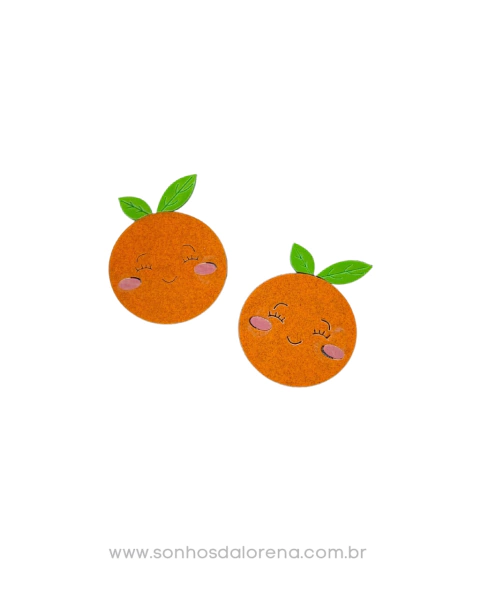 APLIQUE ACRILICO LARANJA VERÃO DA LORE 3,5X3CM (2 UNIDADES)