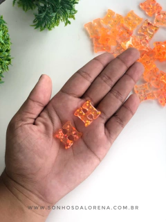 APLIQUE DE RESINA LETRAS H LARANJA NEON COM CONFETES KIT COM 2 UNIDADES - comprar online