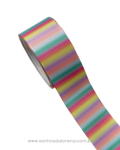 FITA GORGURÃO ESTAMPADA DEGRADÊ LISTRADO COM 3 METROS na internet