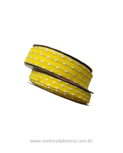 FITA SINIMBU AMARELO CANARIO COM PESPONTO BRANCO COM 5 METROS na internet