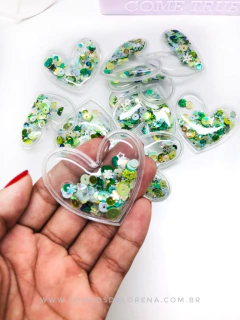 APLIQUE CORAÇÃO CRISTAL TRANSPARENTE VERDE COM 2 UNIDADES - comprar online