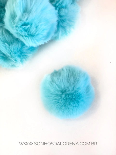 POMPOM DE PELUCIA 7CM AZUL THIFANY GRANDÃO UNIDADE - comprar online
