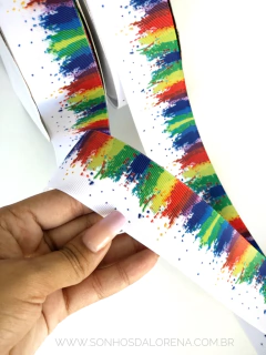 Imagem do FITA ESTAMPADA COM AQUARELA DE 38MM PEÇA COM 3 METROS