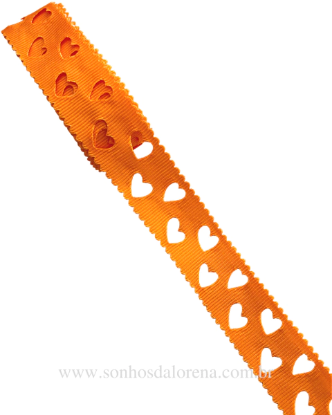 FITA YAMA 668 TANGERINE 22MM CORAÇÃO VAZADO COM 3 METROS