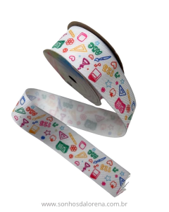 FITA SINIMBU ESTAMPA MATERIAL ESCOLAR COLORIDO (5 METROS) TAMANHO:38MM