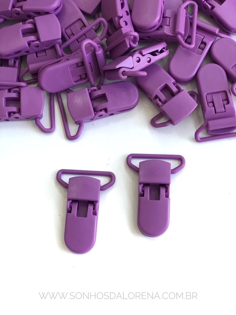 PRENDEDOR PARA CHUPETA OVAL ROXO 2 UNIDADES