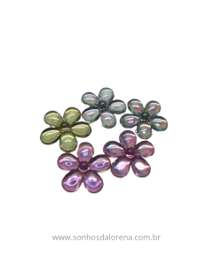 APLIQUES DE RESINA FLOR 5 PETALAS CORES MISTAS 2,5CM (5 UNIDADES) na internet