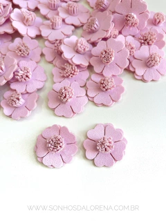 FLOR DUPLA DE CAMURÇA ROSA BEBÊ COM 02 UNIDADES