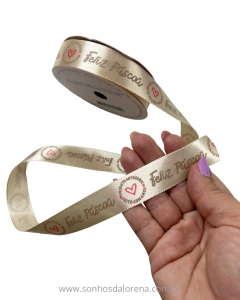 FITA SINIMBU ESTAMPA FELIZ PASCOA (MARFIM) (10METROS) TAMANHO:22MM ART: 1873/22 COR: 01 - comprar online