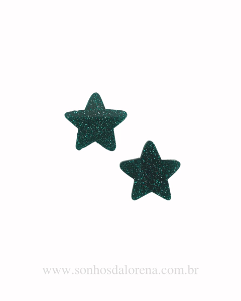 APLIQUE ACRILICO ESTRELA NATALINA VERDE 2,5CM 02 UNIDADES