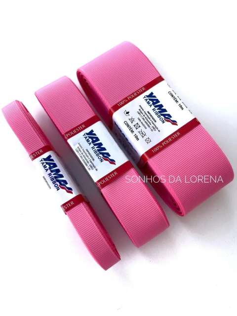 FITA GORGURÃO LISO YAMA COR 023 ROSA CHICLETE COM 10 METROS