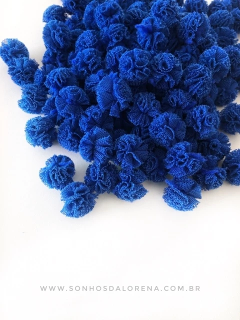 POMPONS DE MALHA 1,5CM AZUL ROYAL (10 UNIDADES)