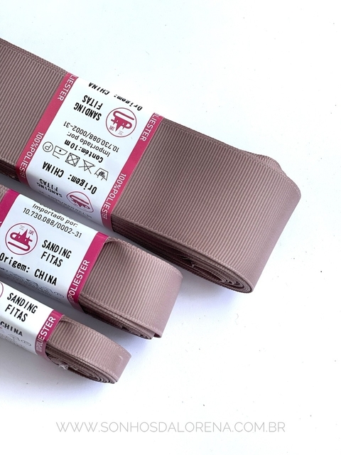 FITA GORGURÃO LISO SANDING COR 306 POLVORA COM 10 METROS