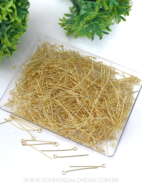 ALFINETE CONTRA PINO LATÃO DOURADO PARA PULSEIRA 10 GRAMAS TAM. 3CM