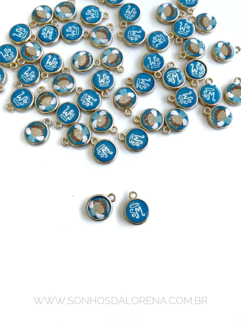 PINGENTE METAL SÃO MIGUEL AZUL 02 UNIDADES