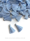 TASSEL AZUL BEBÊ COM ARGOLA DOURADA DE 3CM KIT COM 2 UNIDADES