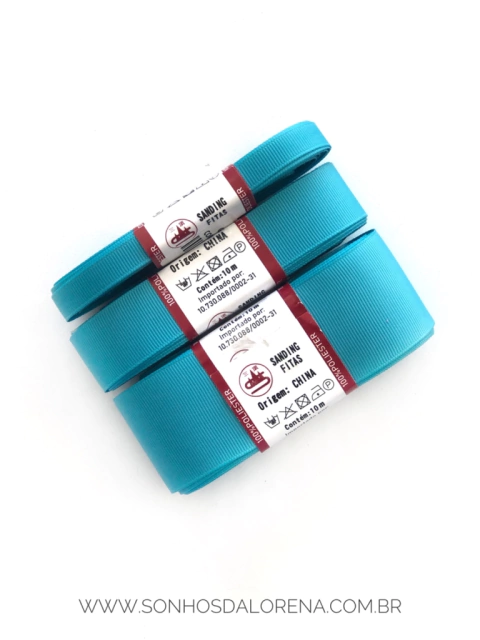 FITA GORGURÃO LISO SANDING COR 266 AZUL FROZEN COM 10 METROS
