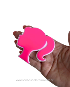 SILHUETA BARBIE ROSA NEON COM BRANCO 7CM CURVADA (1 UNIDADE) - comprar online