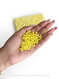 PEROLA EM ABS AMARELO GEMA DE 6MM COM 30 GRAMAS - comprar online