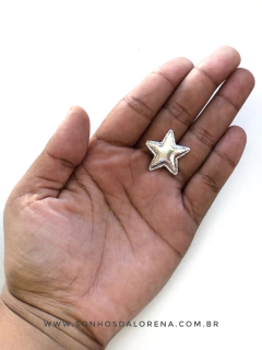 APLIQUE ESTRELA METALIZADA PRATA COM 05 UNIDADES TAMANHO 2,5CM - comprar online