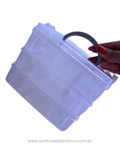 CAIXA ORGANIZADORA 3 ANDARES COM 18 COMPARTIMENTOS TRANSPARENTE