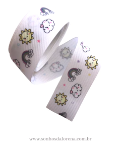 FITA ESTAMPADA COM ARCO-IRIS, NUVEM E SOL DE 38MM PEÇA COM 3 METROS - loja online