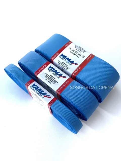 FITA GORGURÃO LISO YAMA COR 337 CAPRI BLUE COM 10 METROS