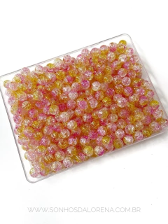 BOLAS CRAQUELADAS MESCLADAS 8MM ROSA/AMARELO 30 GRAMAS