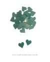 APLIQUE ACRILICO CORAÇÃO VERDE 1CM COM 30 UNIDADES