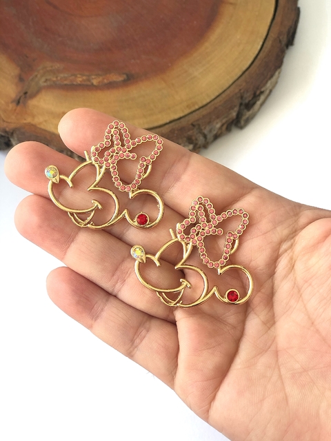 APLIQUE MINNIE DE LAÇO ROSA METAL TAM 4X4CM UNIDADE