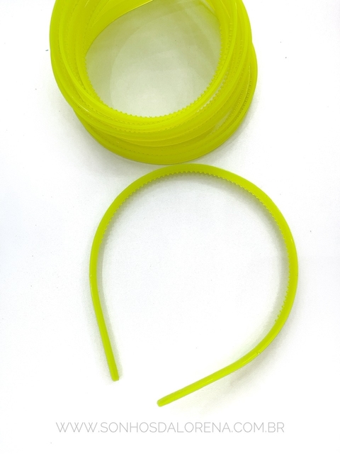 TIARA DE SILICONE INQUEBRAVEL AMARELO NEON COM 6 UNIDADES