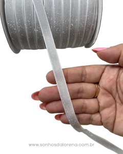FITA AVELUDADA COM BRILHO 10MM BRANCO (3 METROS) - comprar online