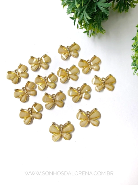 APLIQUE BORBOLETA METAL AMARELA UNIDADE TAMANHO 2,8CM