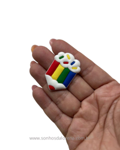 APLIQUE EMBORRACHADO LÁPIS TONS ESCOLARES COM NUVEM BRANCA E GRANULADOS (2 UNIDADES) - comprar online