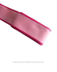 FITA YAMA POLIÉSTER DE 38MM ROSA COM PESPONTO PIINK 3 METROS