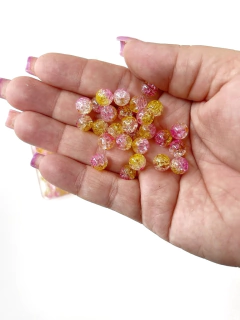 BOLAS CRAQUELADAS MESCLADAS 8MM ROSA/AMARELO 30 GRAMAS - comprar online