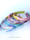 KIT COM 3 TIARAS ENCAPADAS 15MM EM MALHA TYE DYE