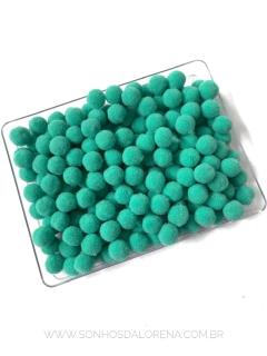 POMPOM DE FIBRA 10MM VERDE ESMERALDA PACOTE COM 4 GRAMAS APROX. 50 UNIDADES