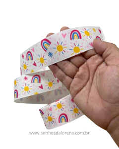 FITA GORGURÃO ESTAMPADA VERÃO SOLAR COM 3 METROS (38MM) - Sonhos da Lorena