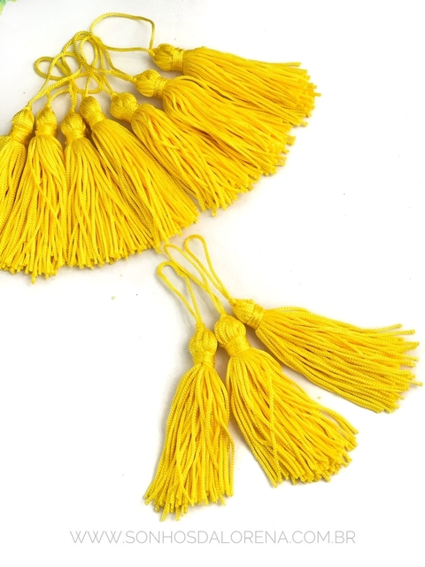TASSEL POLIESTER 9,5 CM AMARELO CANARIO COM 2 UNIDADES