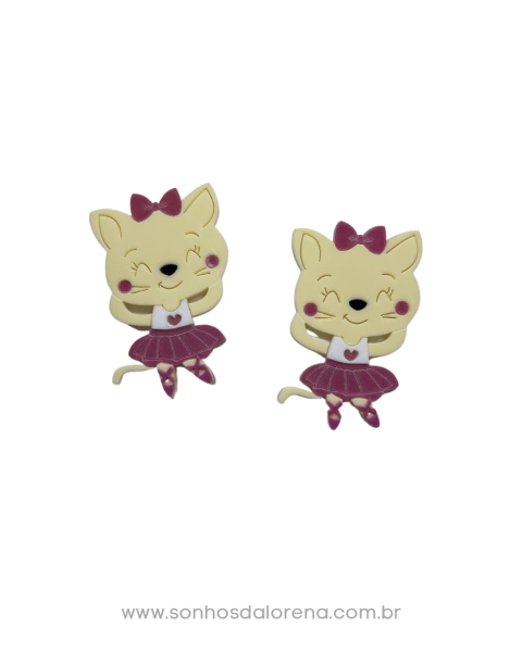 APLIQUE ACRILICO GATINHA DO BALÉ CURVADA 6 X 4 CM (2 UNIDADES)