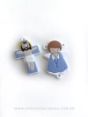 KIT TERÇO INFANTIL EMBORRACHADO DE 5CM ANJINHO BRANCO COM AZUL