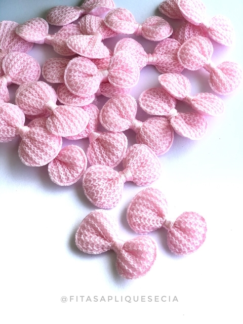 LACINHO DE CROCHÊ 5X3CM ROSA (2 UNIDADES)